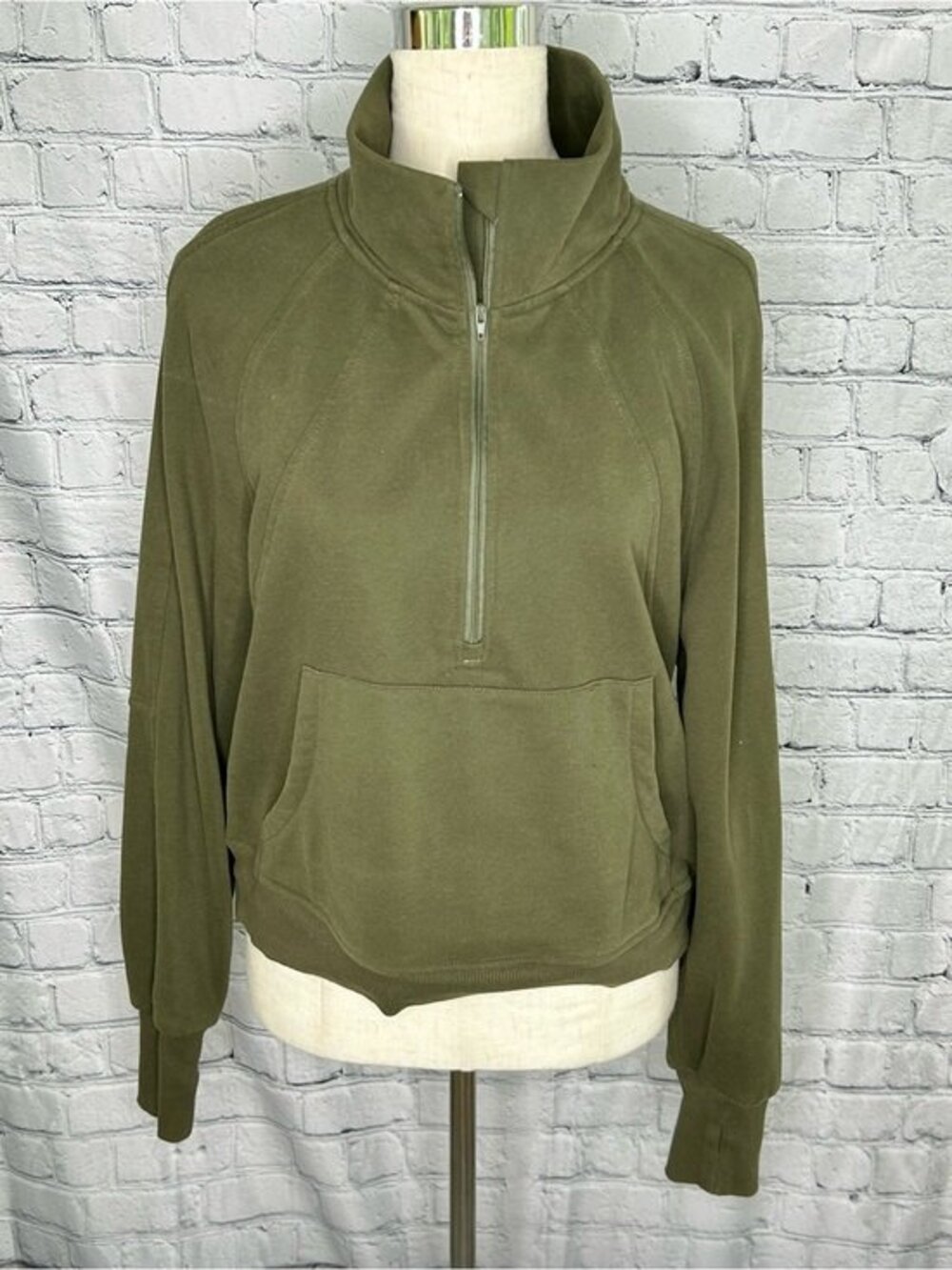 Athletic Quarter-Zip Pullover Sweatshirt Green Size M EUC